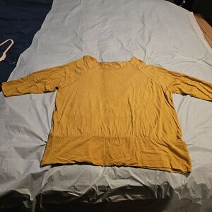 Mustard Yellow Coldwater Creek 3x Blouse 3/4 Length